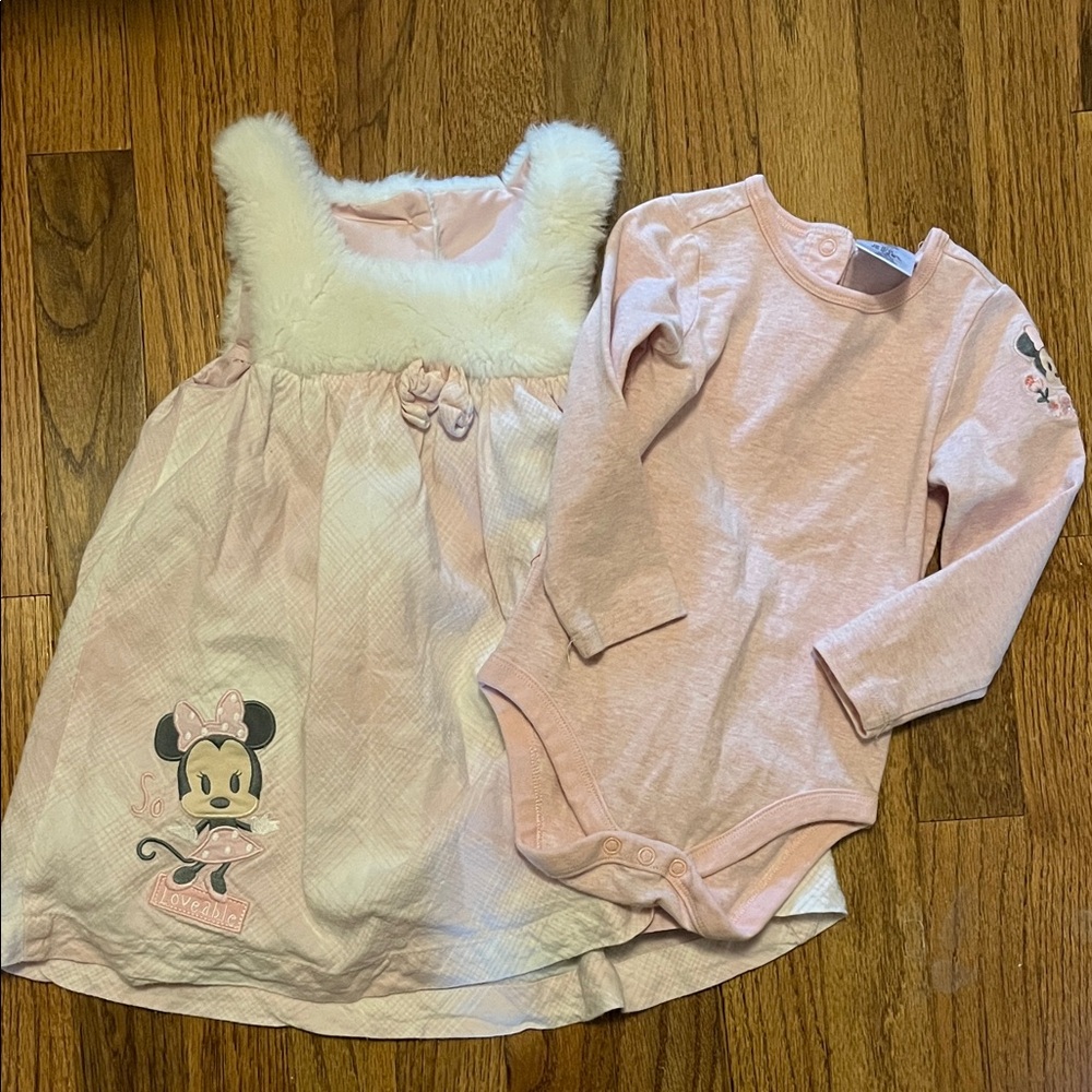Disney Pink Minnie Mouse Dress and Onesie Set
